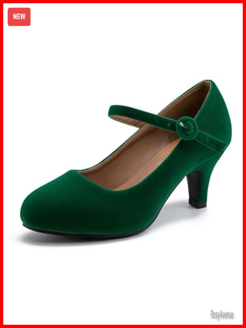 Women's Mary Jane Kitten Heel Pumps Ankle Strap Round Toe Office Work Shoes